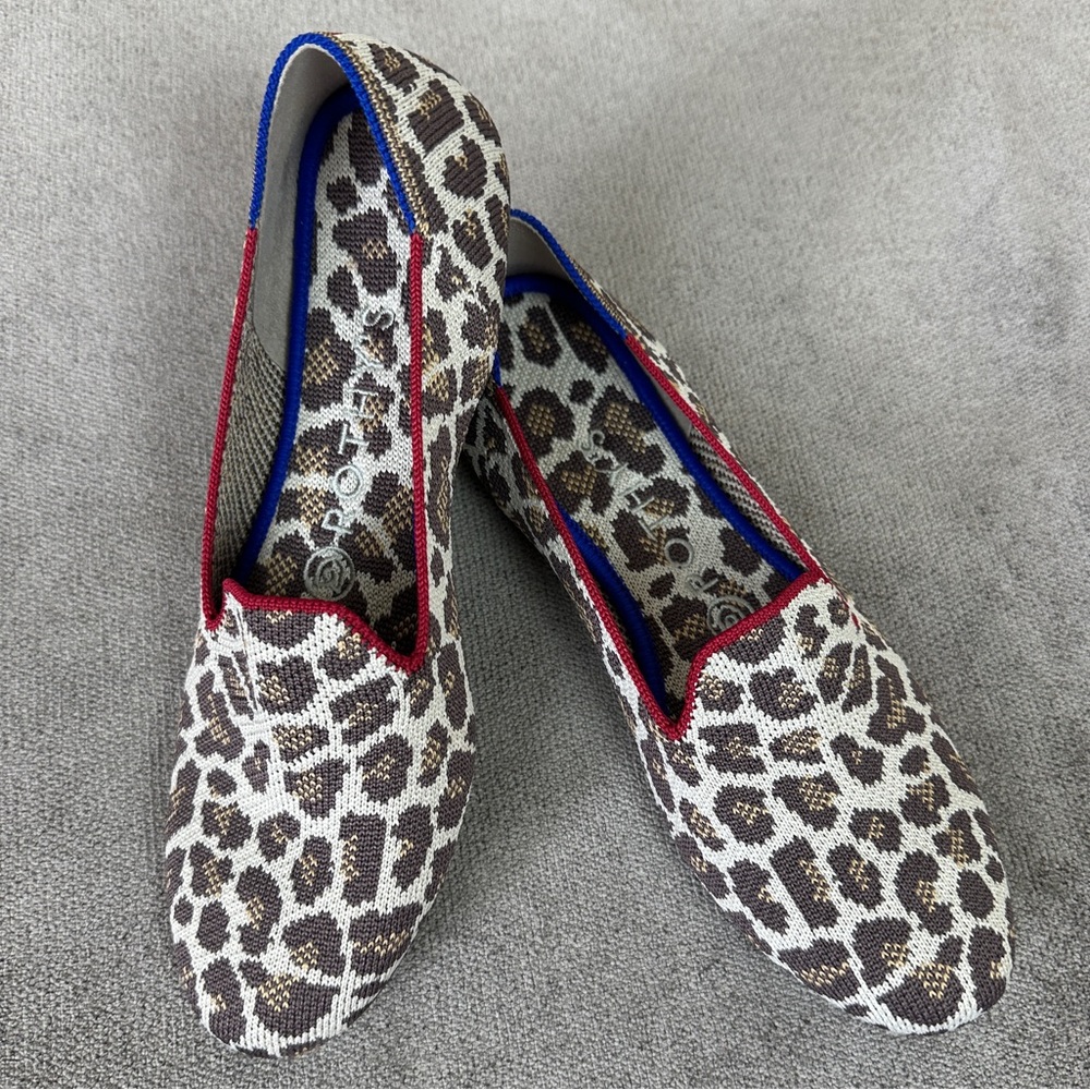 ROTHY’S The Loafer Mocha Spot Animal Print Slip On Retired Size 7